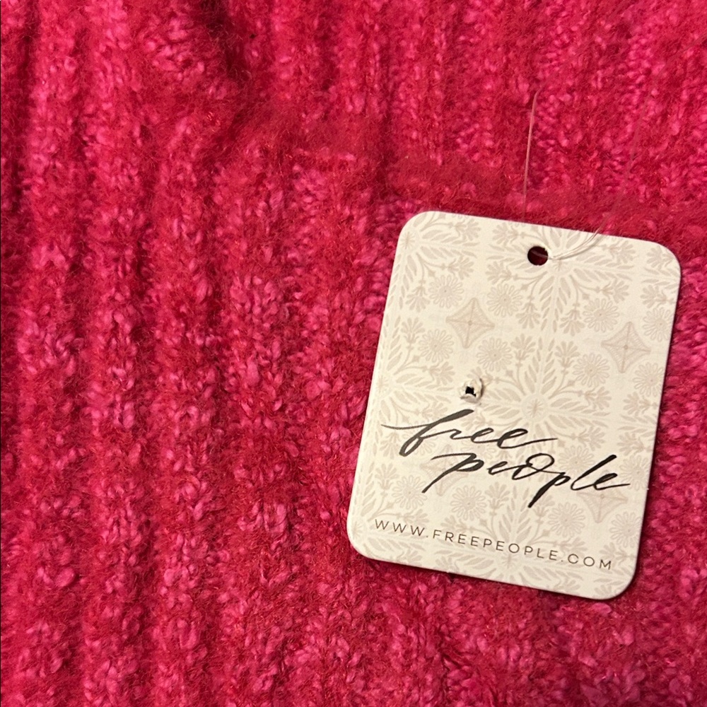 Free People Katie Cropped Sweater NWT Size Medium Pink Balloon Sleeve - Picture 7 of 7